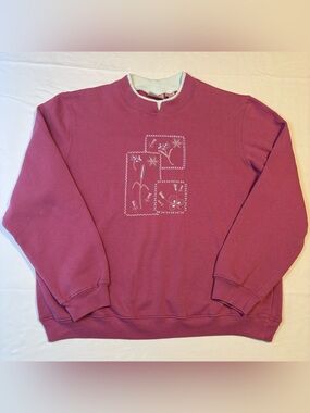 VTG 90’s Baxter & Wells Sweatshirt XL Grandmacore Double Collar Embroidered